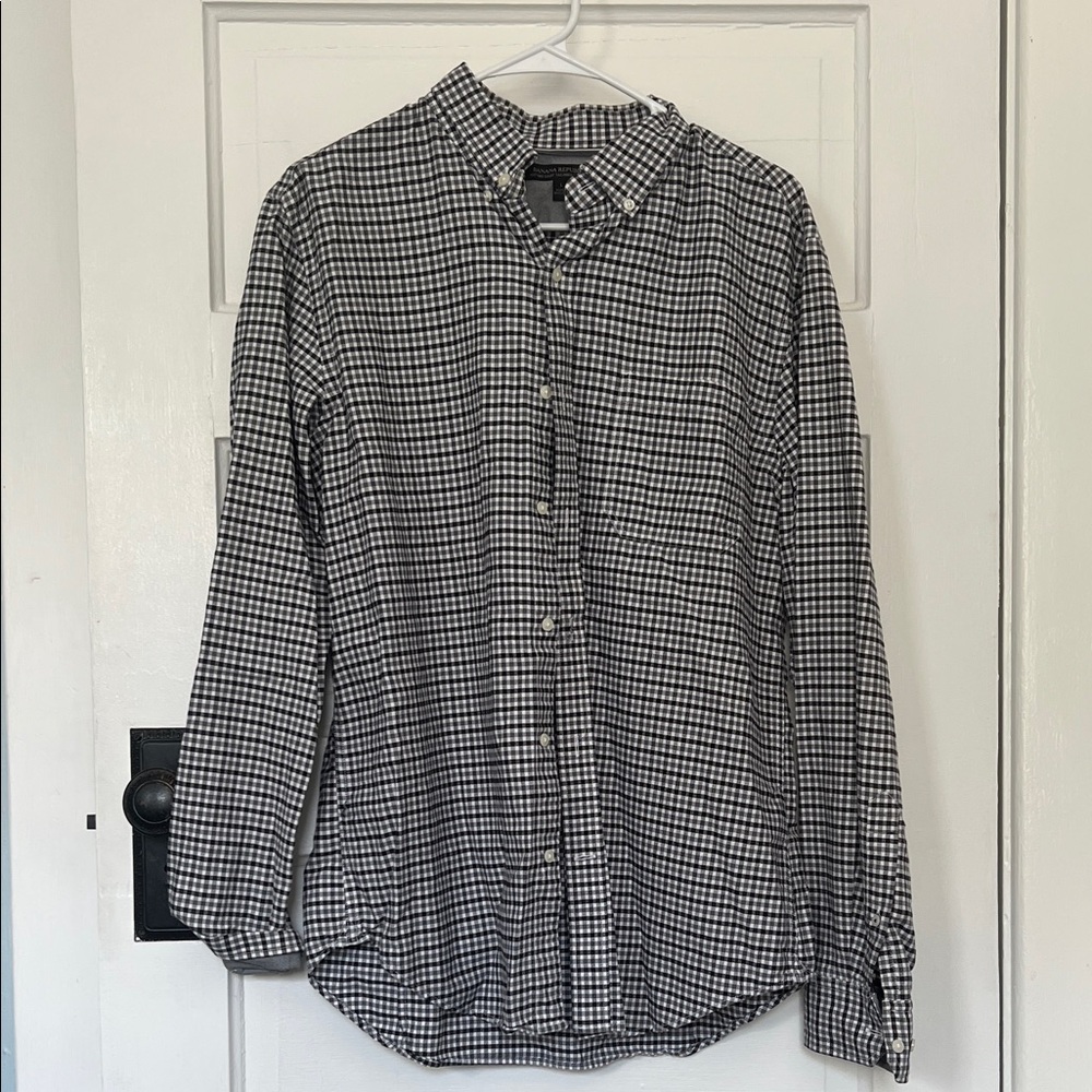 Banana Republic Black and White Gingham Dress Shirt